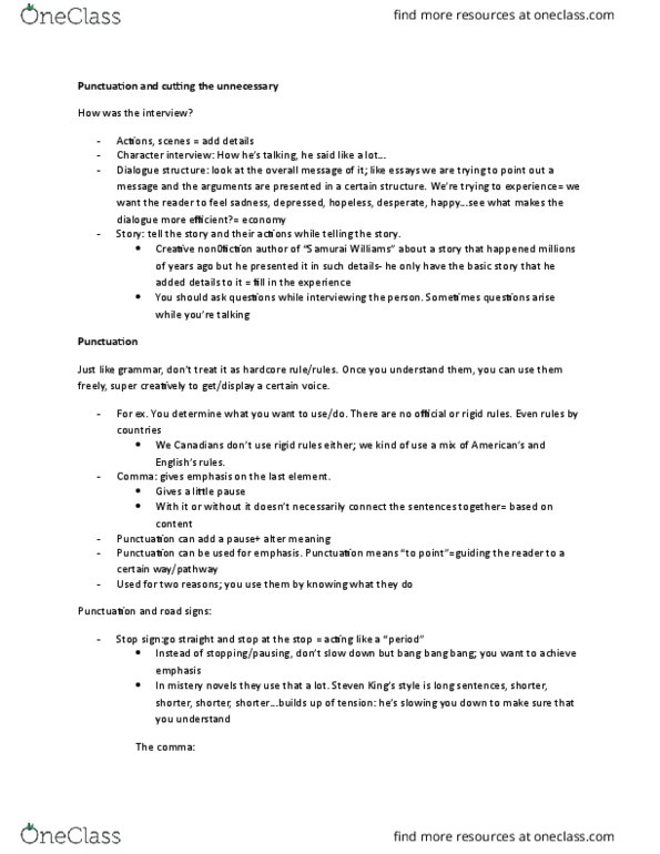 WRI203H5 Lecture Notes - Lecture 12: Semicolon, Stop Sign thumbnail