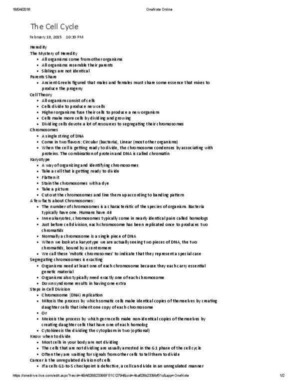 BIOL 112 Lecture Notes - Lecture 9: Karyotype thumbnail