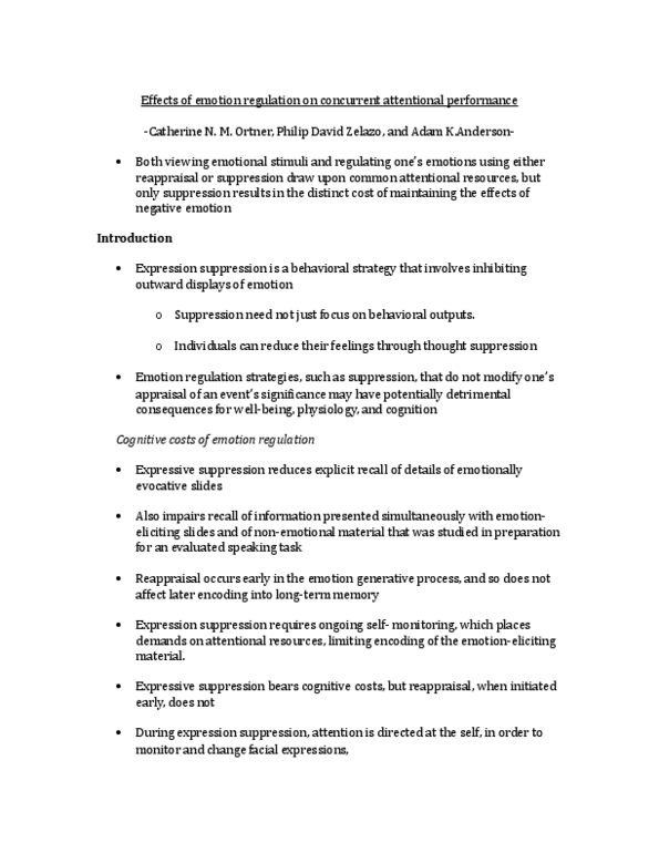 PSY331H1 Chapter Notes - Chapter 8: Philip David Zelazo, Expressive Suppression, Interstimulus Interval thumbnail