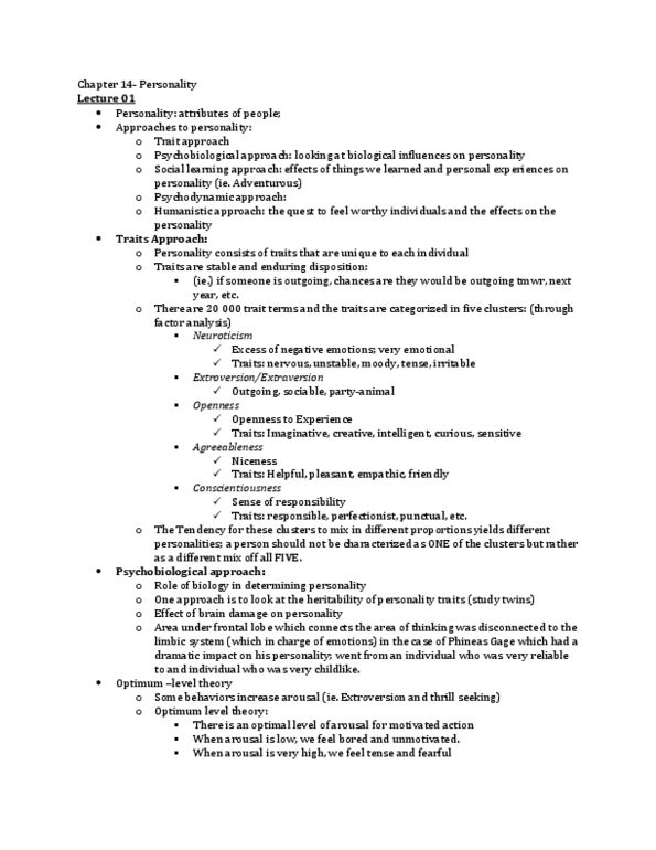 PSYA02H3 Lecture Notes - Phineas Gage, Frontal Lobe, Extraversion And Introversion thumbnail