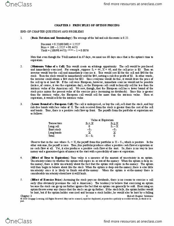 FIN 401 Lecture Notes - Lecture 3: Trading Strategy, Cengage Learning, Call Option thumbnail