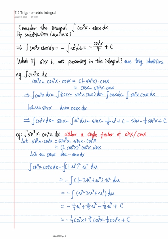 MATH138 Lecture 2: 7.2 Trigonometric Integral thumbnail