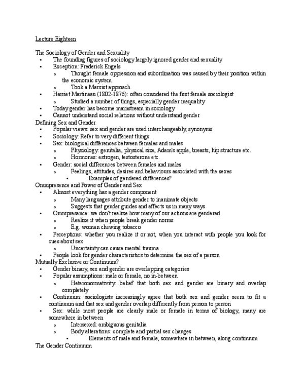 SOCI 210 Lecture Notes - Lecture 18: Erving Goffman, Harriet Martineau, Intersex thumbnail