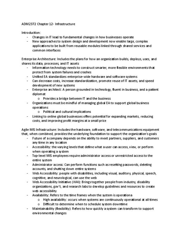 ADM 2372 Chapter Notes - Chapter 12: Distributed Computing, Desktop Virtualization, Open Set thumbnail