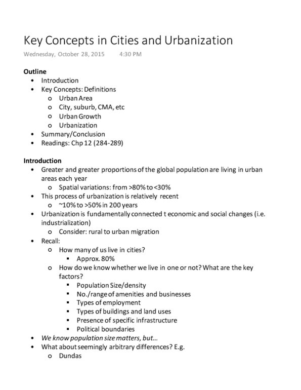 GEOG 1HB3 Lecture 9: Key Concepts in Cities and Urbanization thumbnail