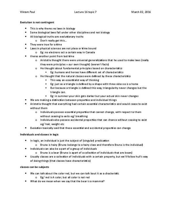 PHL357H5 Lecture Notes - Lecture 16: Essentialism thumbnail