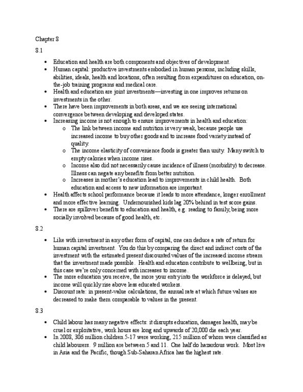 ECON 313 Chapter Notes - Chapter 8: Public Health, Gini Coefficient, Malnutrition thumbnail