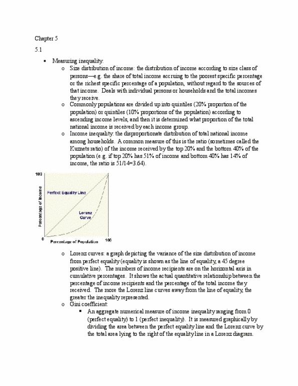 ECON 313 Chapter Notes - Chapter 5: Subsistence Agriculture, Gini Coefficient, Lorenz Curve thumbnail