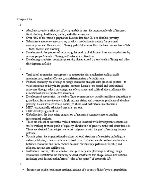 ECON 313 Chapter Notes - Chapter 1: Millennium Development Goals, Gross Domestic Product, Gross National Income thumbnail