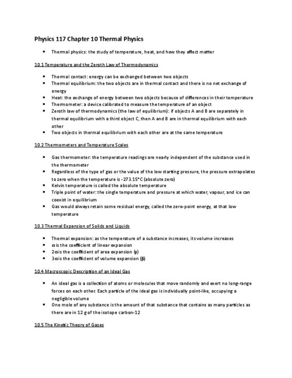 PHYS 117 Chapter Notes - Chapter 10: Ideal Gas, Carbon-12, Kinetic Energy thumbnail