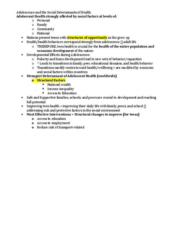 Health Sciences 2700A/B Lecture Notes - Lecture 1: Sustainable Development, Millennium Development Goals, Life Satisfaction thumbnail