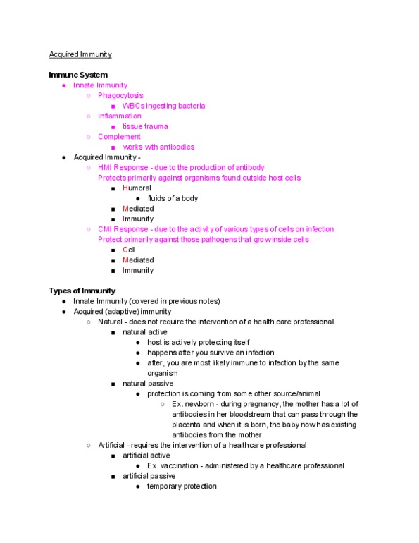 BISC300 Lecture Notes - Lecture 14: Phagocytosis, Lymphocytosis, Allergen thumbnail