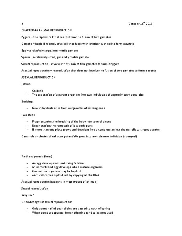 BIOL 225 Chapter Notes - Chapter 46-47: Autocrine Signalling, Oviduct, Acrosome thumbnail