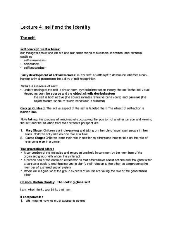 SOCPSY 1Z03 Lecture Notes - Lecture 4: Henri Tajfel, Comparator, Impression Management thumbnail