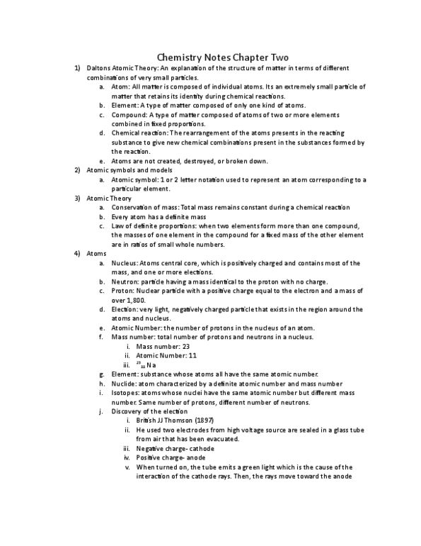 CHEM 130 Chapter Notes - Chapter 2: Semimetal, Chemical Equation, Dmitri Mendeleev thumbnail