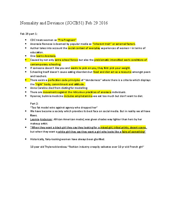 SOCB51H3 Lecture Notes - Lecture 4: Bulimia Nervosa thumbnail