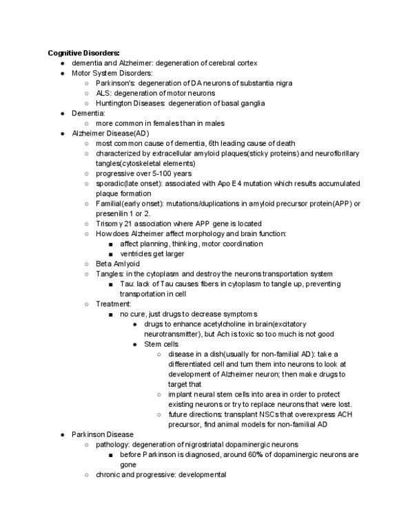 BIOL 2299 Lecture Notes - Lecture 19: Glial Cell Line-Derived Neurotrophic Factor, Tetrabenazine, Brainstem thumbnail