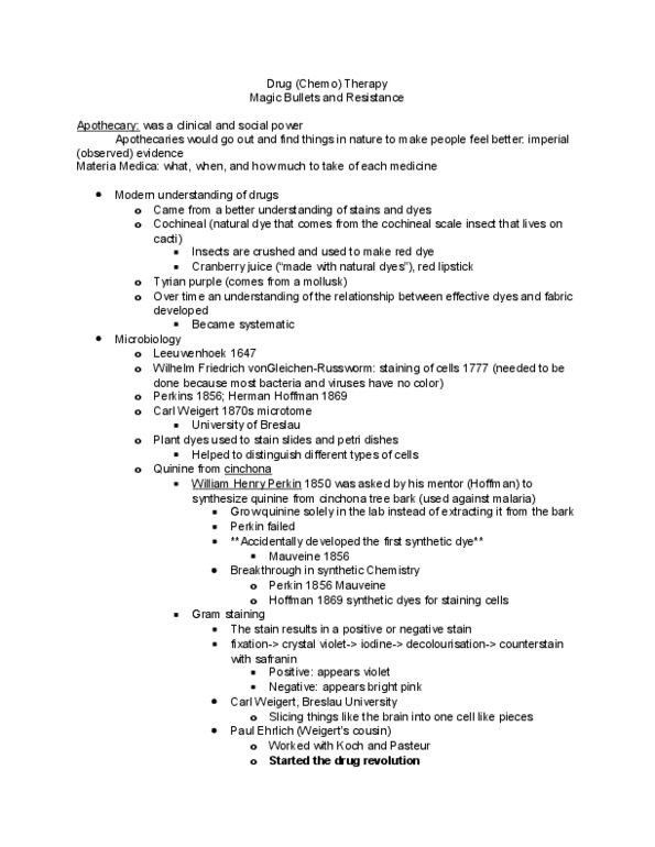 MICROBIO 140P Lecture Notes - Lecture 22: Antimalarial Medication, Antiprotozoal, Antibiotics thumbnail