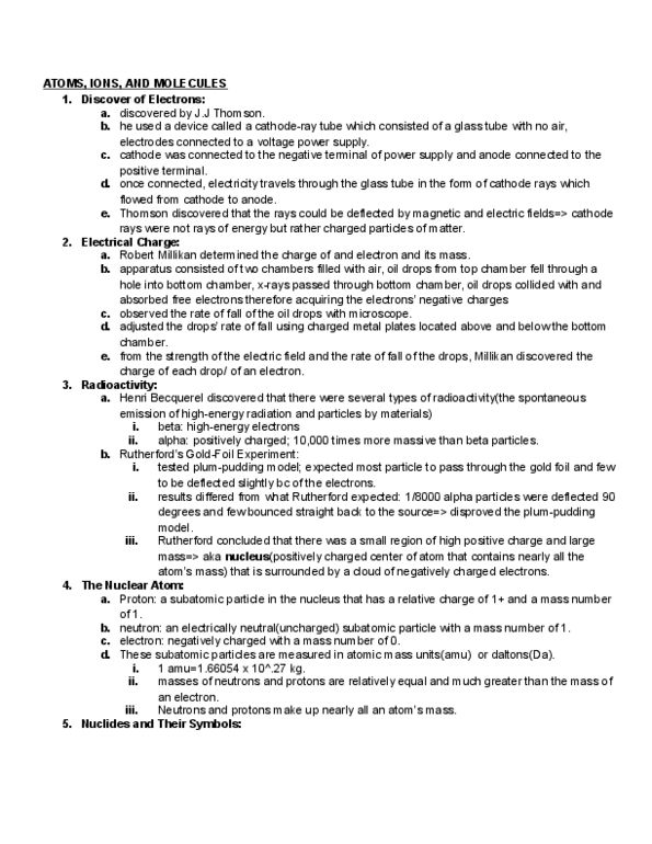 CHEM 1214 Chapter Notes - Chapter 2: Natural Abundance, Beta Decay, Molecular Mass thumbnail