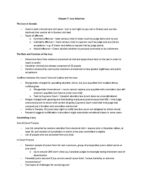 PSY328H1 Chapter Notes - Chapter 7: Direct Examination, Redirect Examination, Peremptory Challenge thumbnail