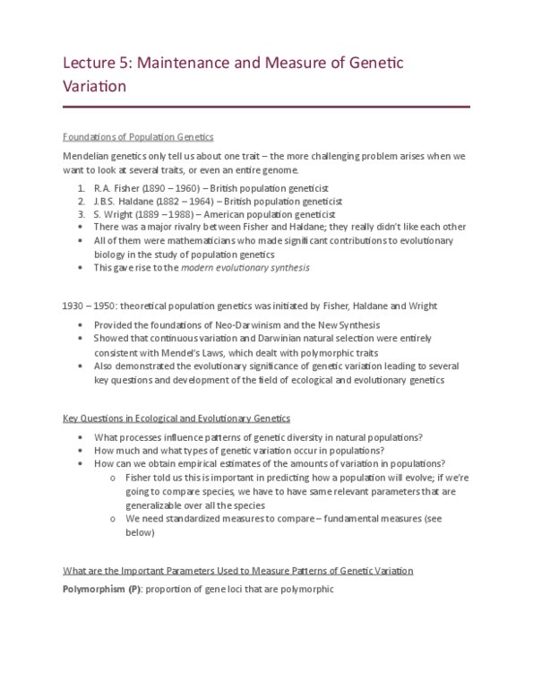 BIO120H1 Lecture Notes - Lecture 5: Enzyme, Prokaryote, Richard Lewontin thumbnail