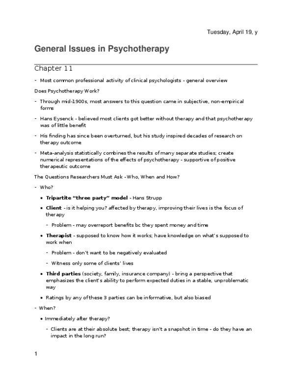 PSYC 3330 Lecture Notes - Lecture 11: Fruit Salad, Psychodynamic Psychotherapy, Interpersonal Relationship thumbnail