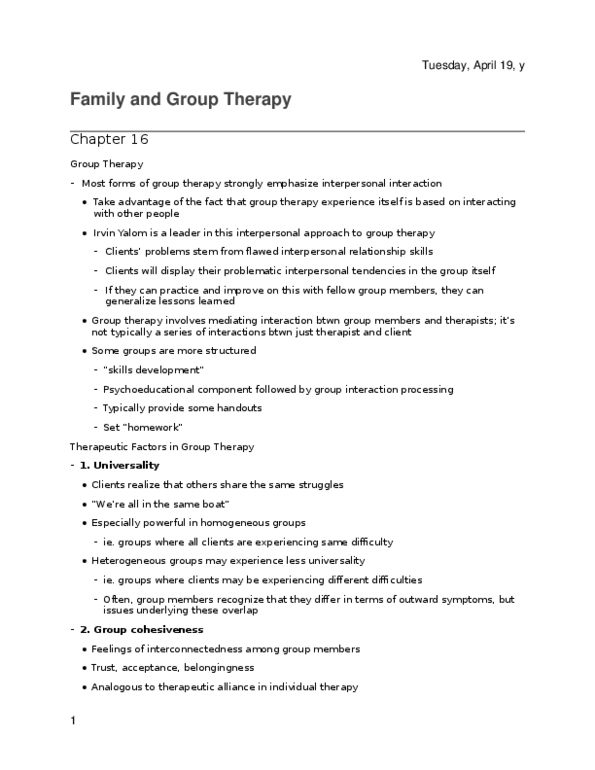 PSYC 3330 Lecture Notes - Lecture 16: Dysfunctional Family, Acculturation, Schizophrenia thumbnail