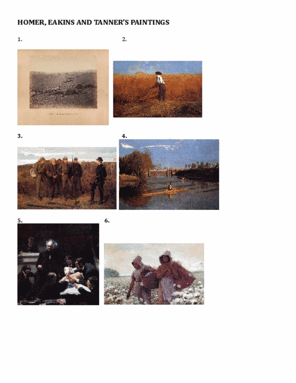 ART H208 Lecture Notes - Lecture 4: Thomas Eakins, Daniel Chester French, Henry Ossawa Tanner thumbnail