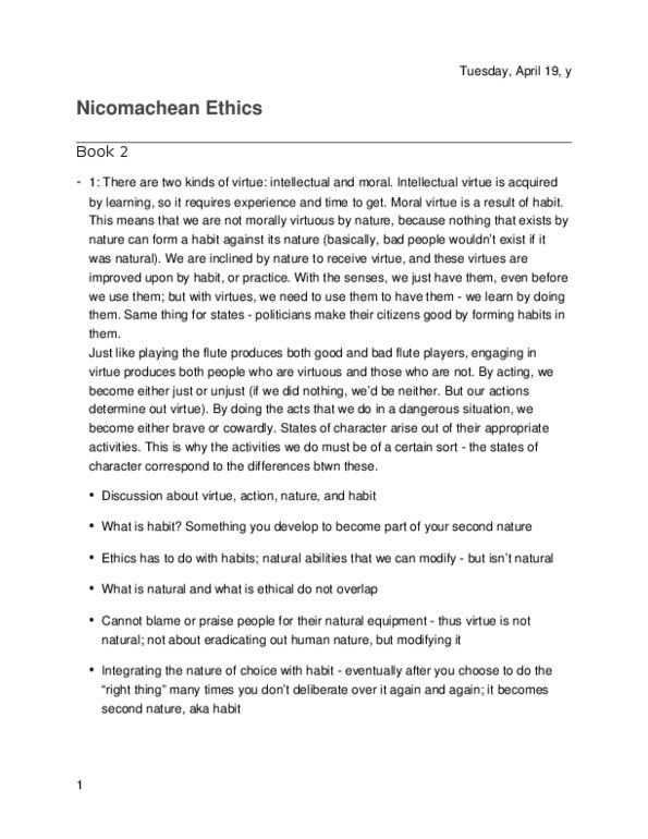 PHIL 2210 Lecture Notes - Lecture 4: Nicomachean Ethics, Intellectual Virtue, Happi thumbnail
