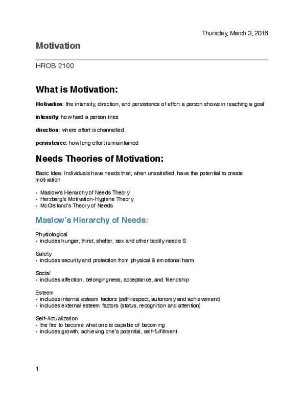 HROB 2100 Lecture Notes - Lecture 13: Cognitive Evaluation Theory, Motivation, Telecommuting thumbnail