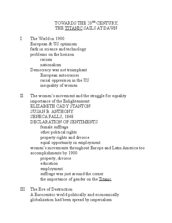 HIST 015 Lecture Notes - Lecture 14: Elizabeth Cady Stanton, Declaration Of Sentiments, Eurocentrism thumbnail