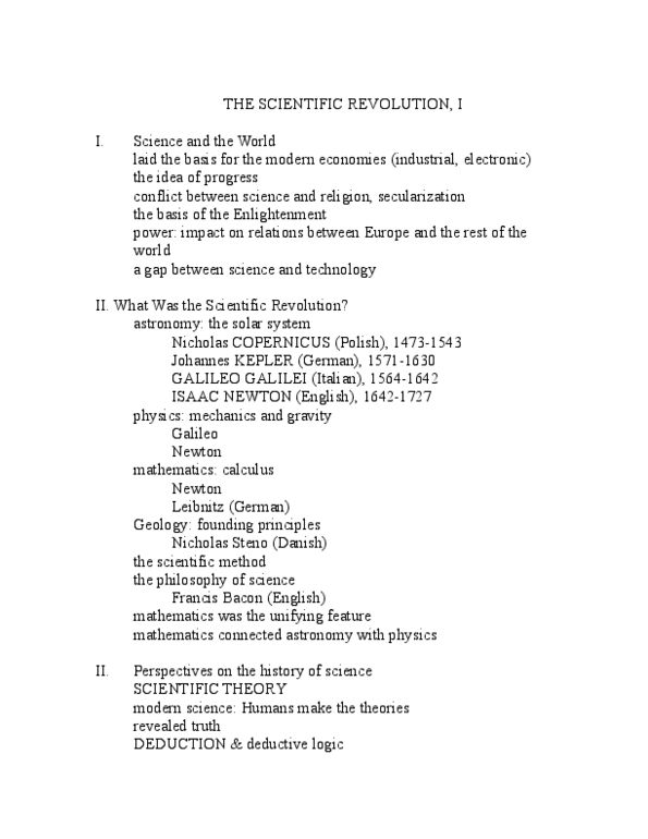 HIST 015 Lecture Notes - Lecture 7: Scientific Revolution, Scientific Method, Deductive Reasoning thumbnail