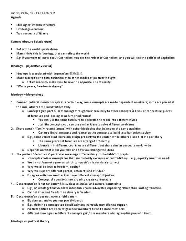 POL113H5 Lecture Notes - Lecture 2: Camera Obscura, Validity, Limited Government thumbnail