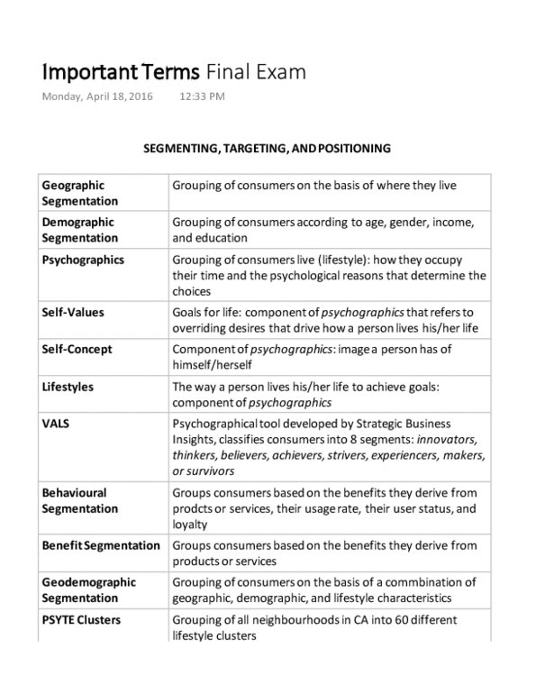 MKT 100 Lecture Notes - Lecture 1: Mass Customization, Media Mix, Psychographic thumbnail