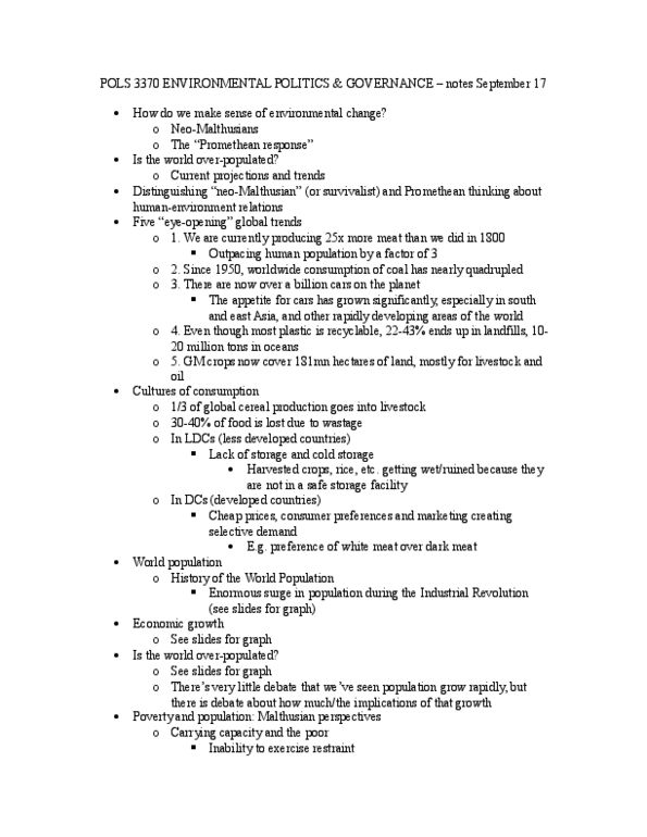 POLS 3370 Lecture Notes - Lecture 17: The Population Bomb, White Meat, Survivalism thumbnail