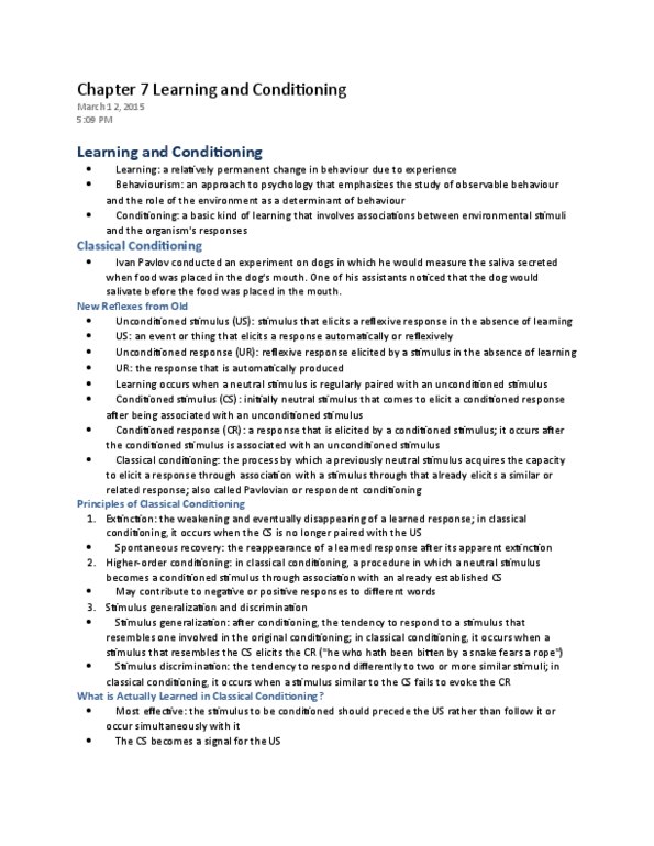 PSY 120 Chapter Notes - Chapter 7: Classical Conditioning, Little Albert Experiment, Radical Behaviorism thumbnail