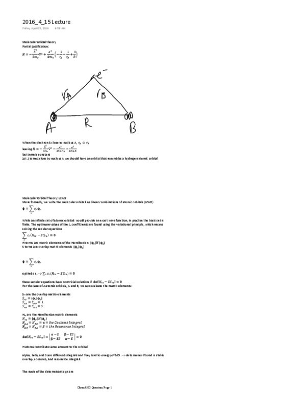 CHEM 4502 Lecture Notes - Lecture 31: Molecular Orbital Theory, Neutron Capture, Orbital Overlap thumbnail