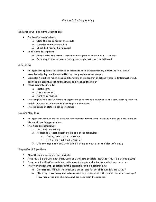 COMPSCI 1MD3 Lecture Notes - Lecture 1: Washing Machine, Flowchart, Euclidean Algorithm thumbnail