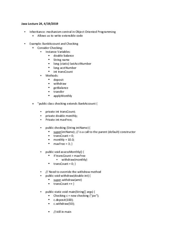 COMS W1004 Lecture Notes - Lecture 24: Object-Oriented Programming, Reference Type thumbnail