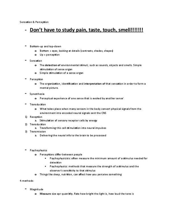 PSYC 100 Lecture Notes - Lecture 7: Detection Theory, Absolute Threshold, Environmental Noise thumbnail