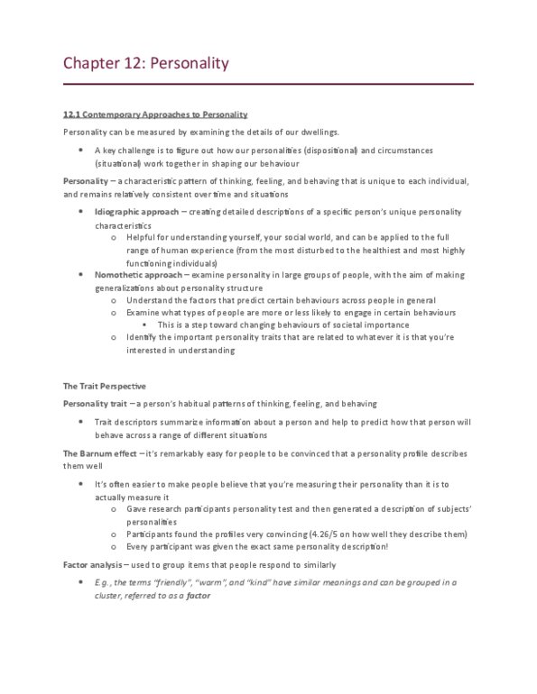 PSY100H1 Chapter Notes - Chapter 12: Authoritarian Personality, Social Cognitive Theory, Trait Theory thumbnail