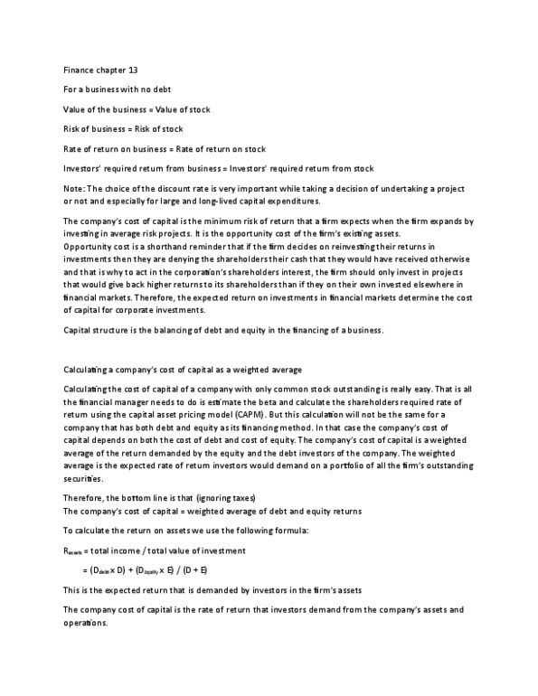 FINE 2000 Lecture Notes - Lecture 13: Dividend Discount Model, Capital Asset, Weighted Arithmetic Mean thumbnail