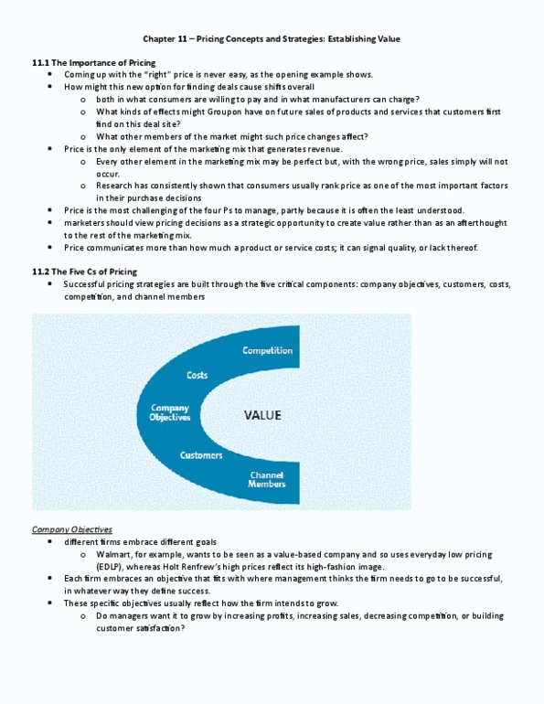MKT 100 Chapter Notes - Chapter 11: Blu-Ray, Marketing, Demand Curve thumbnail