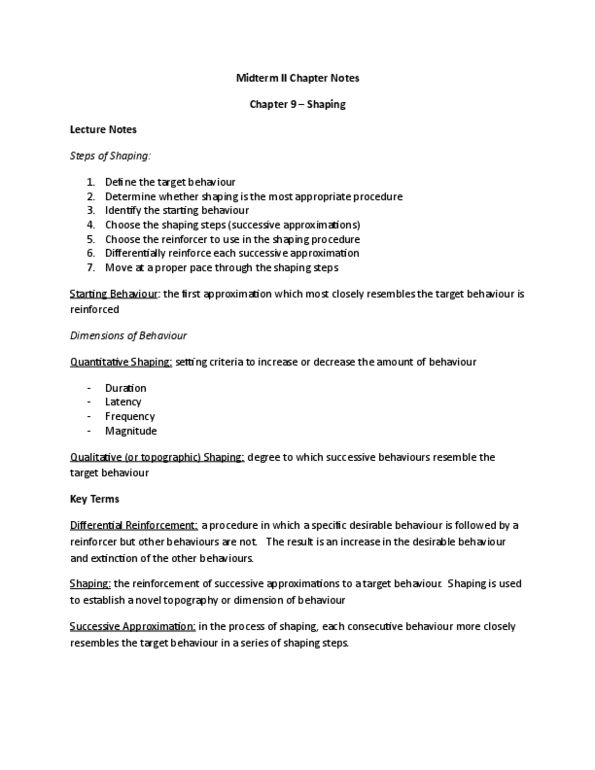 PSYCO282 Chapter Notes - Chapter 9-16: Task Analysis, Stimulus Control, Verbal Behavior thumbnail