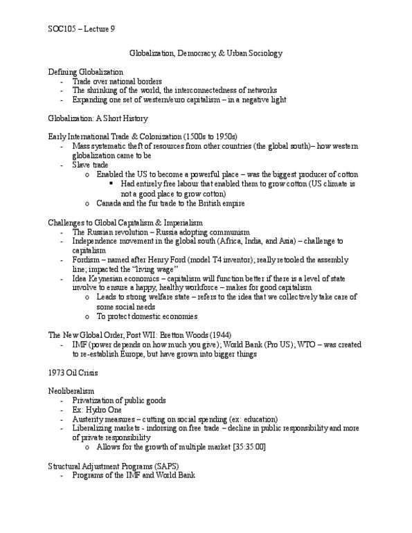 SOC 105 Lecture Notes - Lecture 8: 1973 Oil Crisis, Structural Adjustment, Hydro One thumbnail