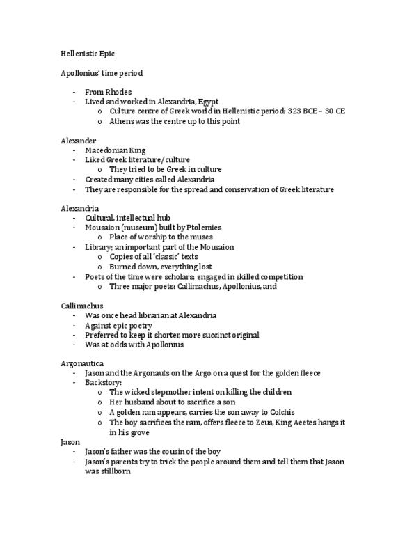 CLASSICS 1B03 Lecture Notes - Lecture 5: Golden Fleece, Ancient Greek Literature, Argonautica thumbnail