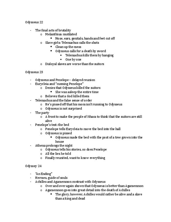 CLASSICS 1B03 Lecture Notes - Lecture 9: Eurycleia, Odysseus thumbnail