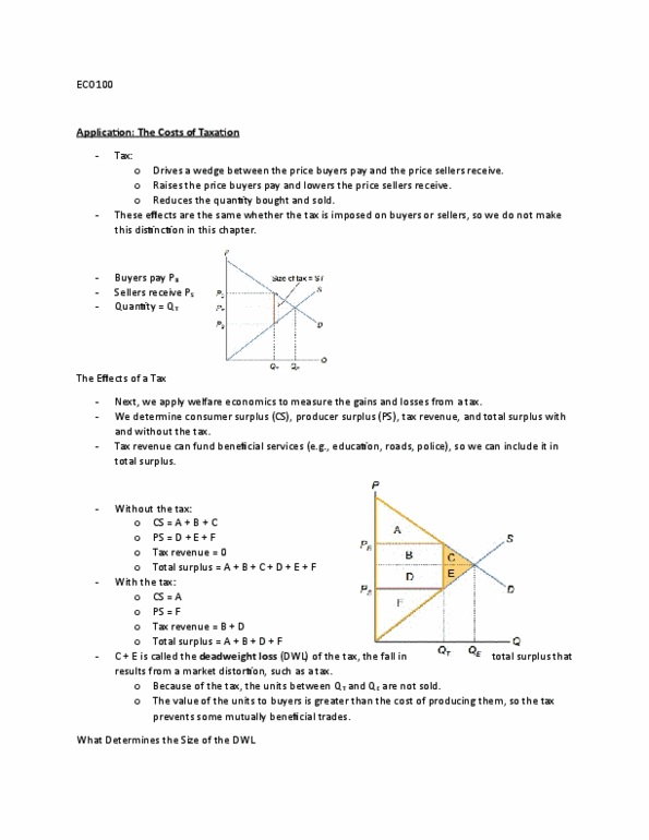 ECO101H1 Lecture Notes - Lecture 7: Deadweight Loss, Market Distortion, Economic Surplus thumbnail