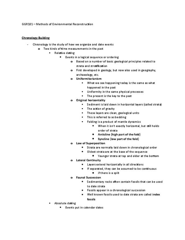 GGR101H1 Lecture Notes - Lecture 3: Radiocarbon Dating, Willard Libby, Absolute Dating thumbnail