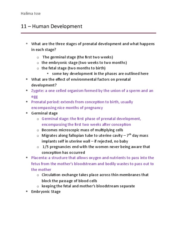 PSY100Y5 Lecture Notes - Lecture 11: Prenatal Development, Preterm Birth, Fetus thumbnail